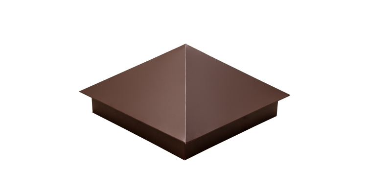 Колпак на столб 390х390 0,5 Satin с пленкой RAL 8017 шоколад