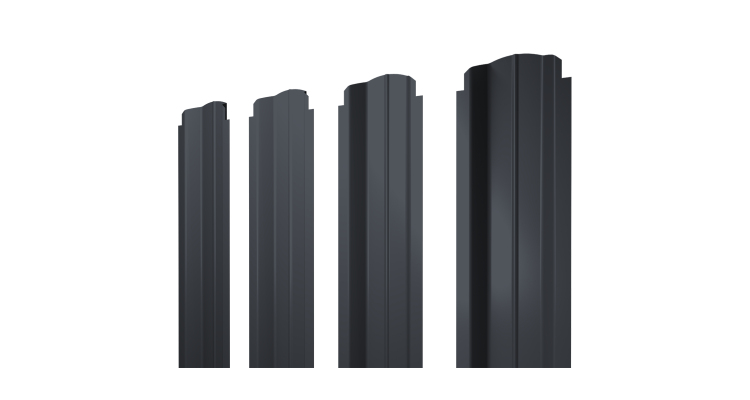 Штакетник П-образный B фигурный 0,5 Satin RAL 7024 мокрый асфальт