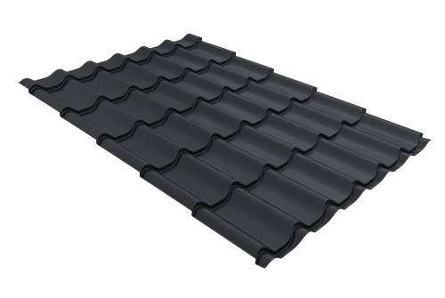 Металлочерепица классик Grand Line 0.45 PE Double RAL 7024 мокрый асфальт