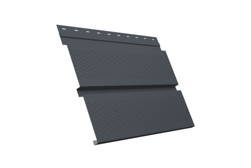 Софит металлический Квадро Брус с перфорацией 0,5 Drap TX с пленкой RAL 7024 мокрый асфальт