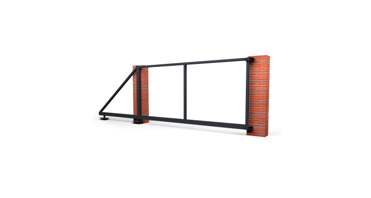 Ворота откатные Жалюзи Texas 2,0х4,5 RAL 7024 без заполнения (ламель 125 мм) крепление к столбу